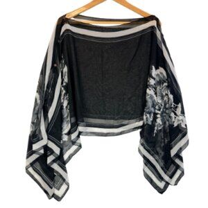 Vintage printed Chiffon drape sleeve poncho, OS